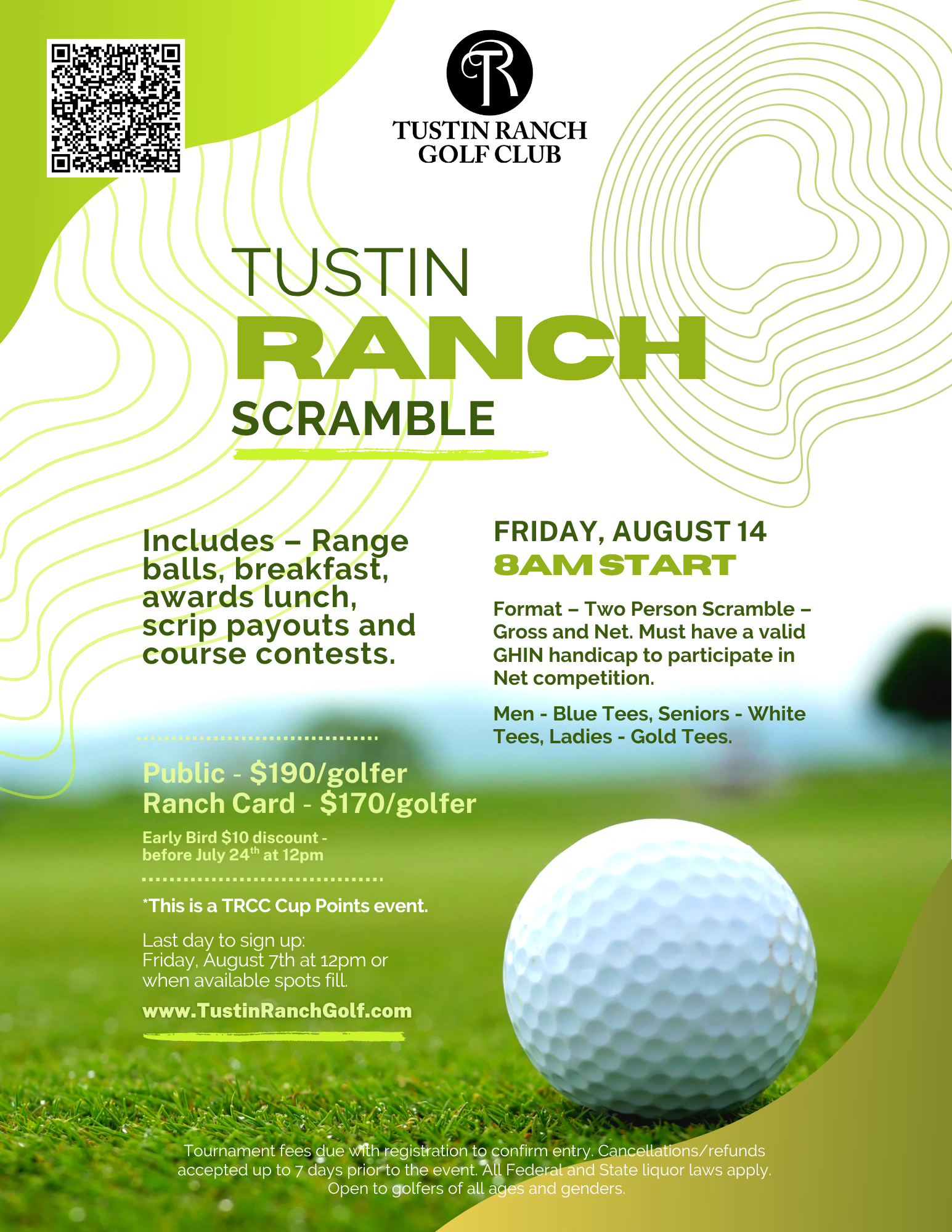 2026 Tustin Ranch Scramble - Ranch Card - Early Bird Special